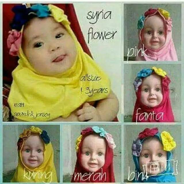Jilbab Anak syria 4 bunga usia 0-3 th-1