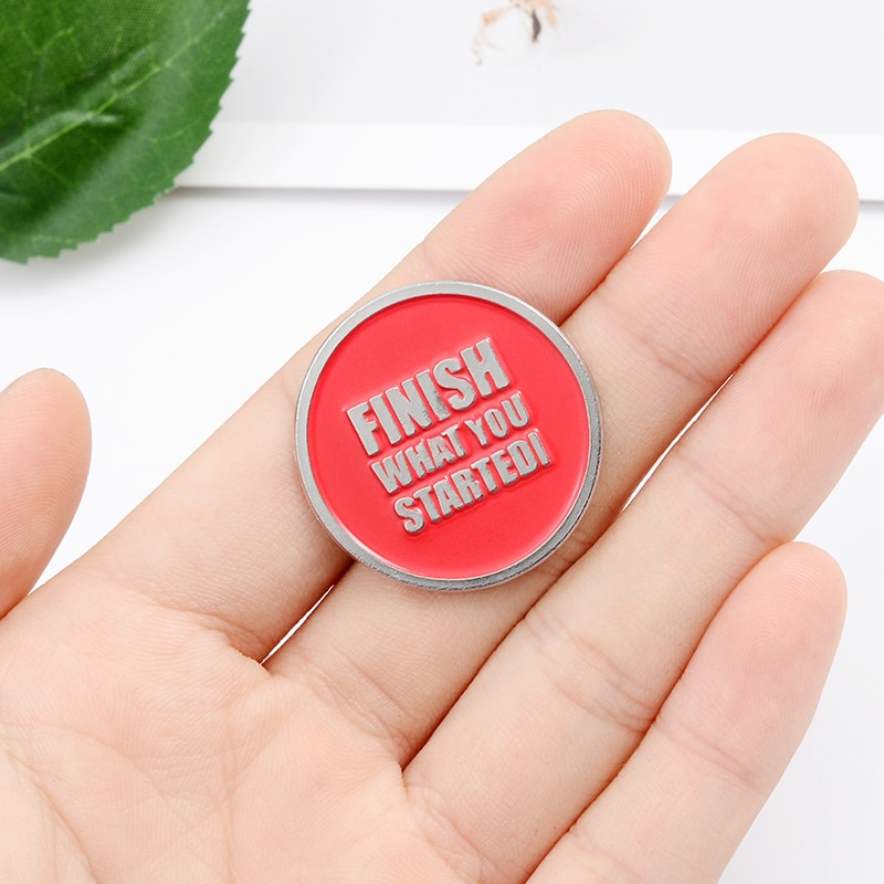 Bros Pin Enamel Bentuk Bulat Motif what you started Warna Merah Untuk Hadiah