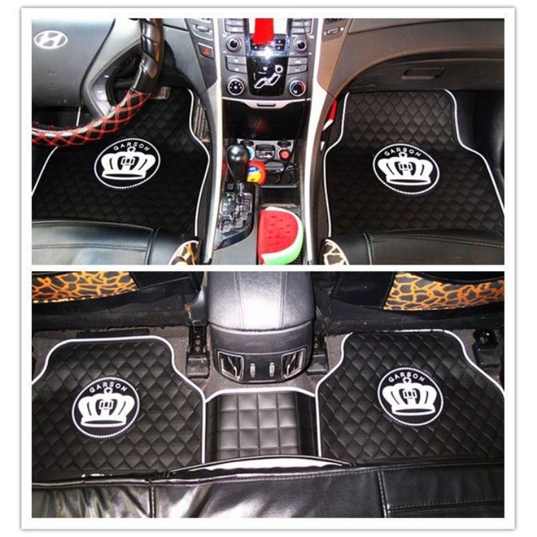 0KARPET MAHKOTA // Karpet karet mobil crown dad karpet karet mobil universal motif Dad mahkota crown putih dasar hitam severine.id