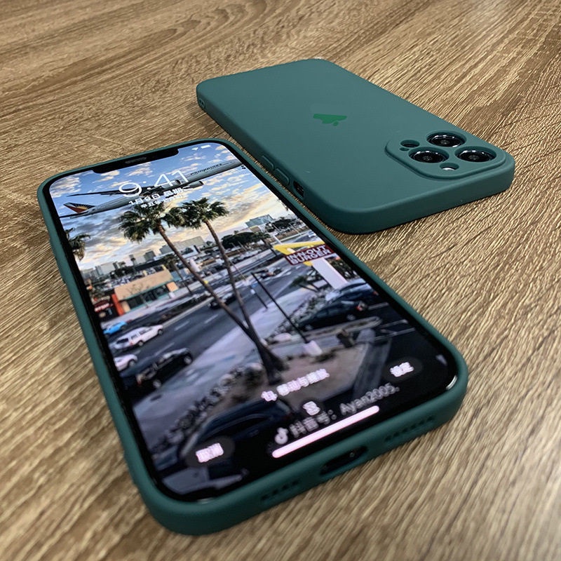 Case Pelindung Lensa Penuh Bahan Silikon Cair Bentuk Persegi Untuk iphone 13 pro 12 mini 11 pro max xs max xr x xs 7 8 plus