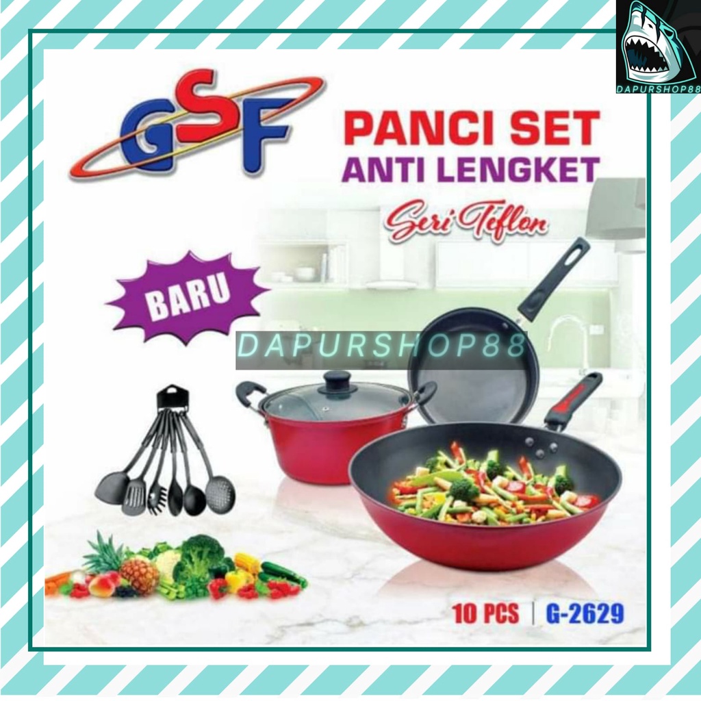 PANCI SET GSF G-2629 / PANCI SET SPATULA GSF 2629 / PANCI SET SERI TEFLON SPATULA 10PCS GSF 2629 / P