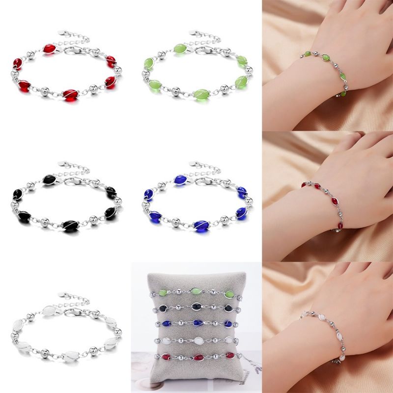 Gelang Xuping Gold Gelang Tangan Dewasa Rantai Giok Warna Silver Multi Warna Elegan