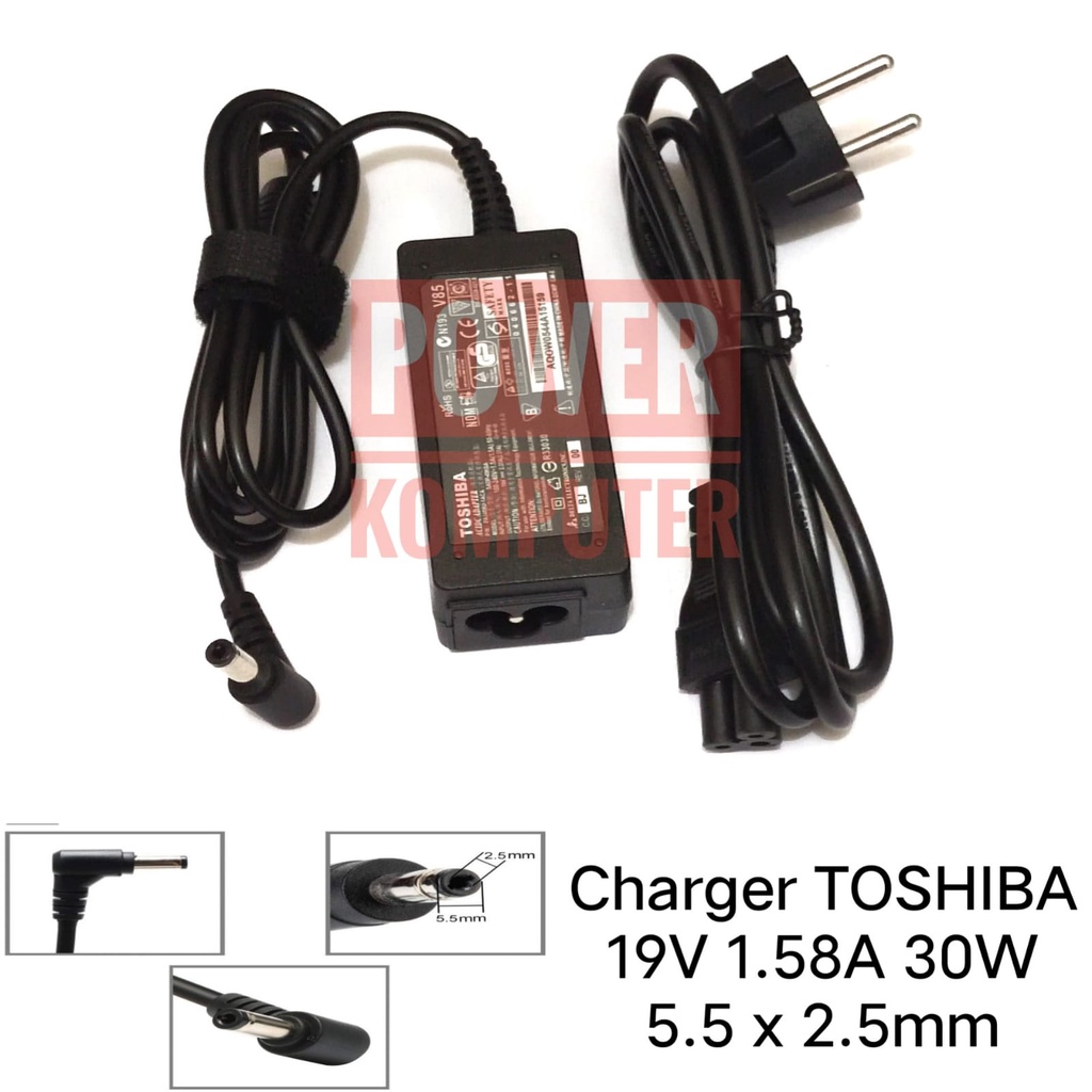 Adaptor Charger Toshiba NB510 NB520 NB505 NB200 NB305 19V 1.58A