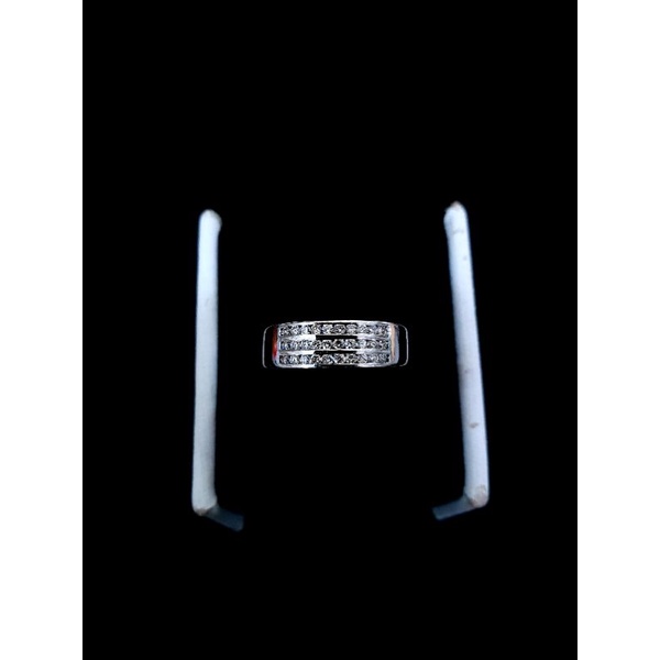 cincin listring baris 3 emas putih berlian asli