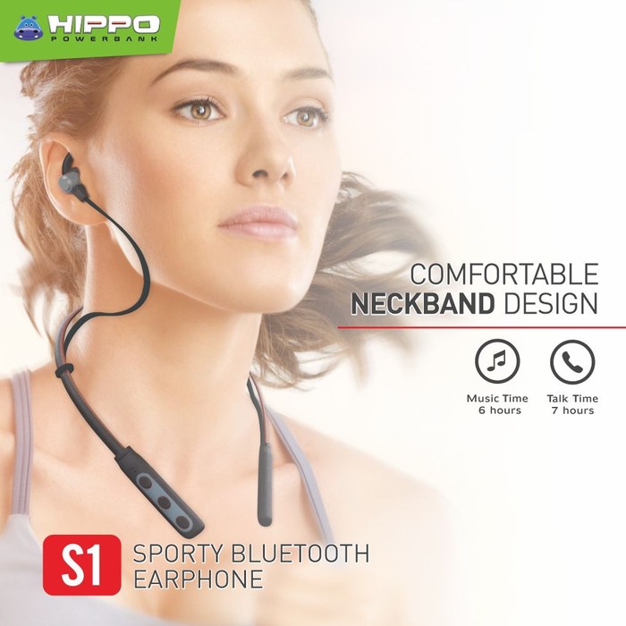 Hippo Headset Bluetooth S1 Handsfree Black Original Resmi