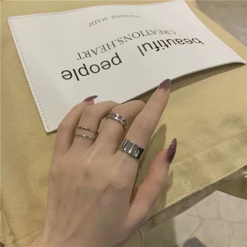 Ins minimalis hip hop punk dingin gaya keren cincin pasangan pacar nfc cincin wanita gaya Korea maha