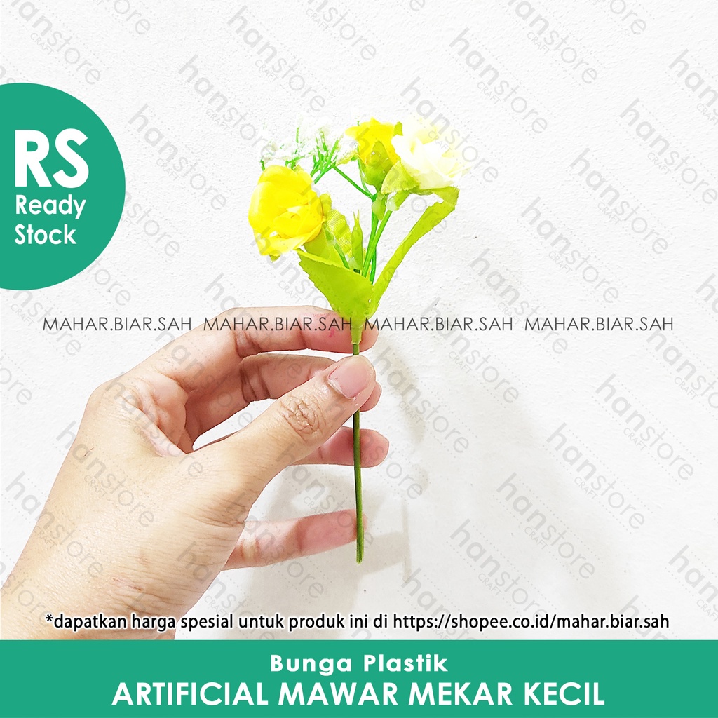 1 Pcs Bunga Artificial Mawar Mekar Kecil / bunga dekorasi mahar / bunga plastik / SHABBY / Dekorasi-3