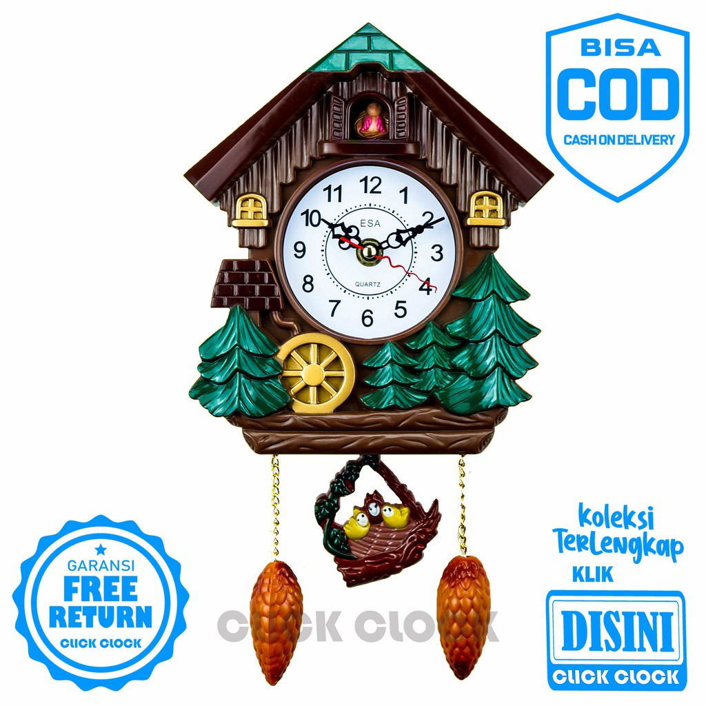 Jam Dinding Bell Bell Bandul Wall Clock Dekorasi Rumah Bagus ESA E-22