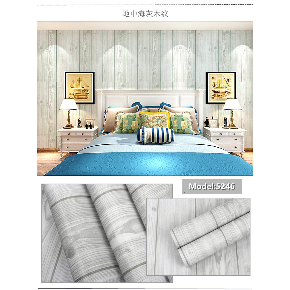 EVCHOME 45CM x 10M Wallpaper dinding kamar tidur/ wallpaper sticker bata/ salur/ batik/ bunga/ kartun