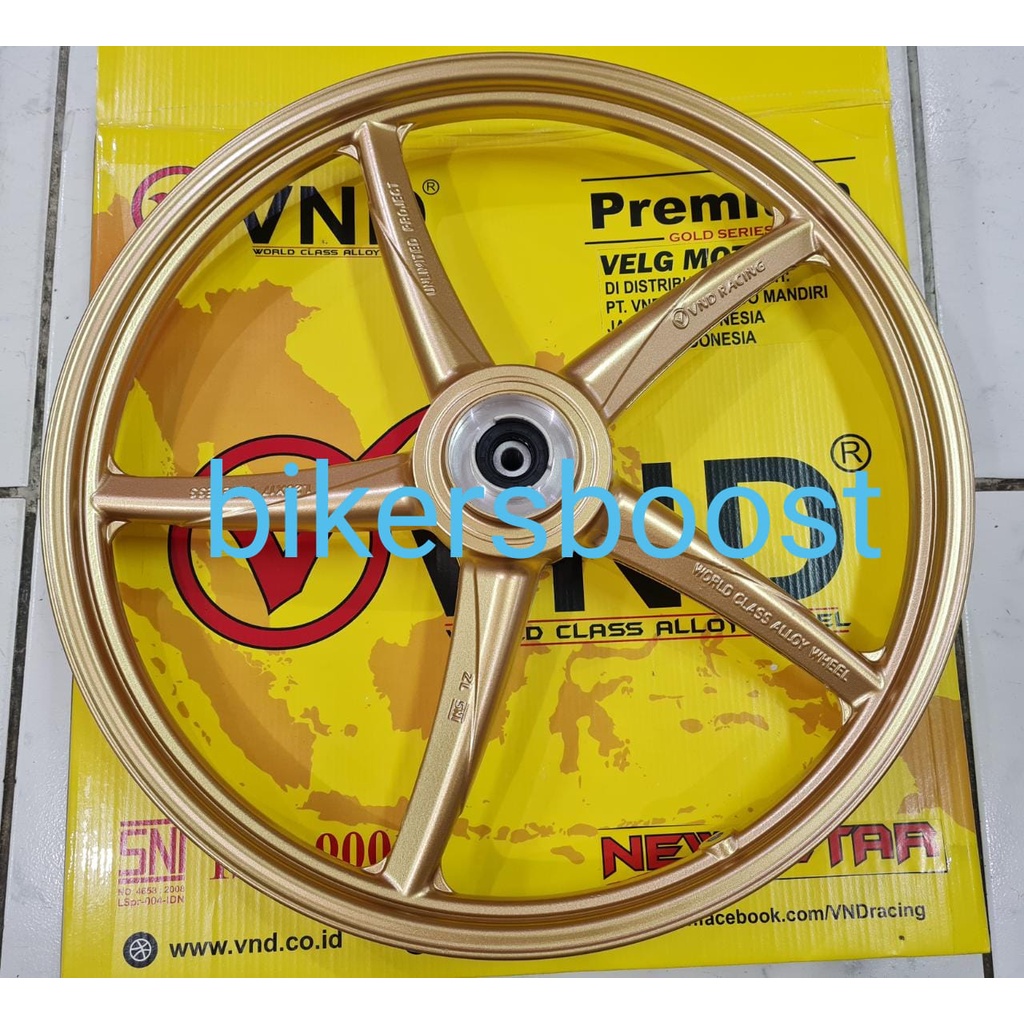 Velg pelek racing mio Jupiter VND RACING  ukuran 120 17 depan saja six star Gold