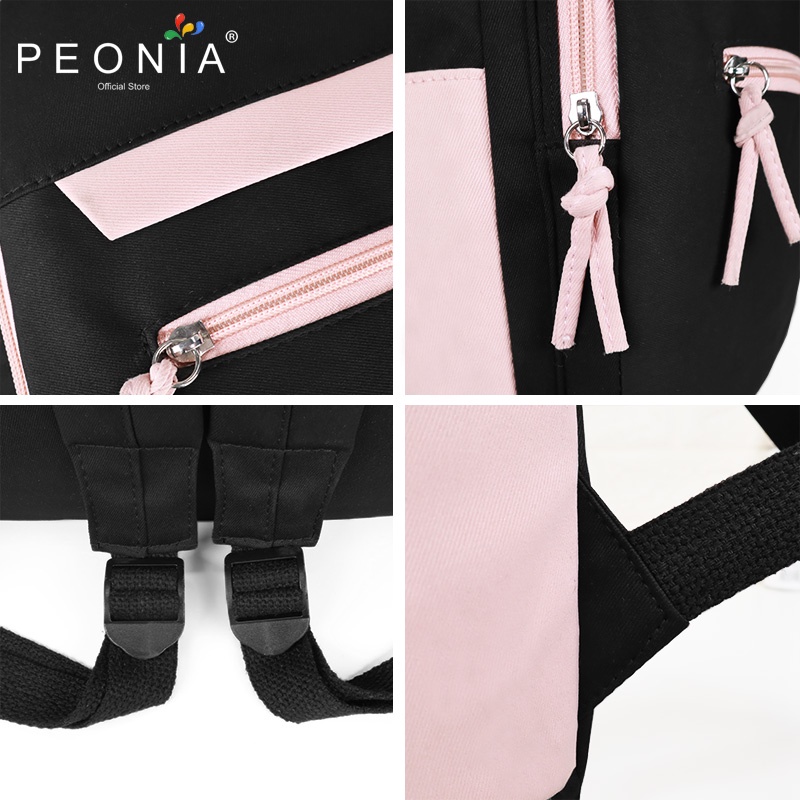 Peonia PNA SOMI Ransel Korea Tas Wanita Laptop Punggung Import Kantor Kerja Sekolah Kuliah Outdoor Trendy Fashion Style Travel Casual Backpack Anak Remaja Perempuan Selempang Cewek Bag-5