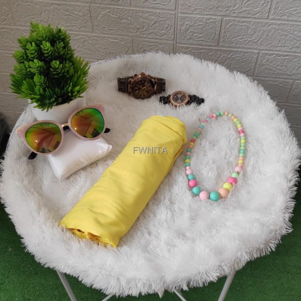GAMIS LEBARAN MANSET ADEM LENGAN PANJANG MANGSET & MANSET ADEM LENGAN KUTUNG MANGSET POLOS WANITA INNER DRESS-KUNING