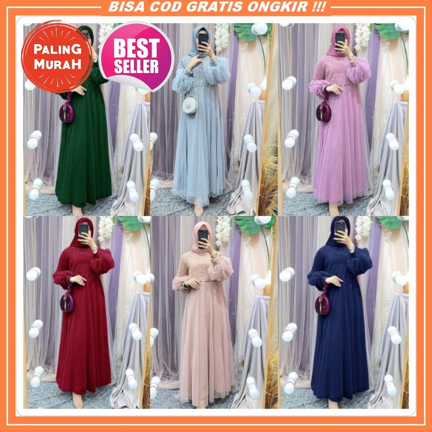 Gamis Fashion Lebaran Tahun Ini Kekinian 2022/ Almaer Baju Gamis Brukat Tile Remaja Dewasa Seragam P