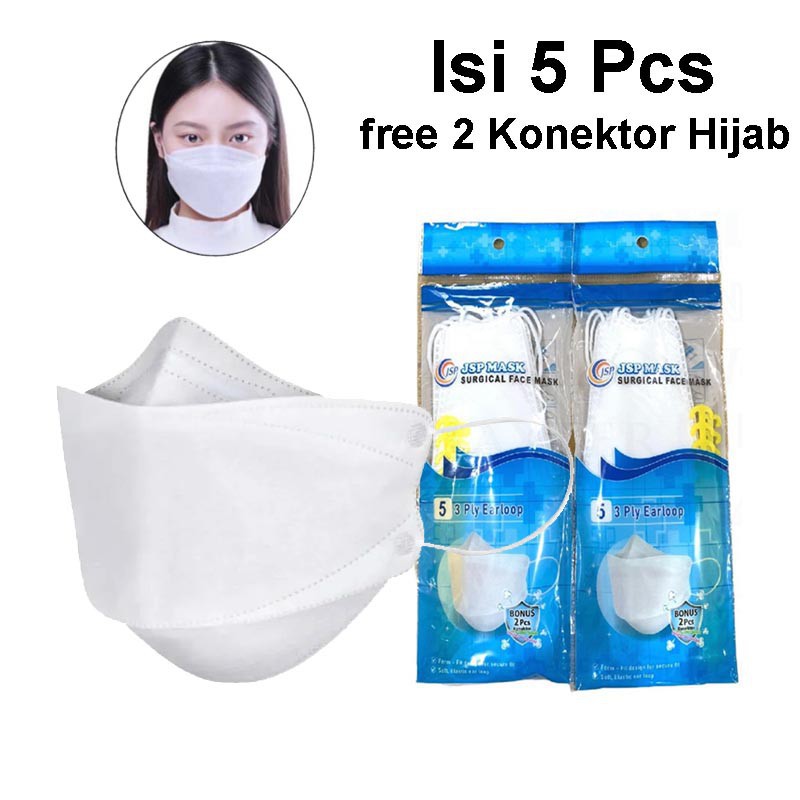 JSP MASKER isi 50 Headloop Earloop Surgical Duckbill KF94 3ply Free Konektor Disposable Mask Medis
