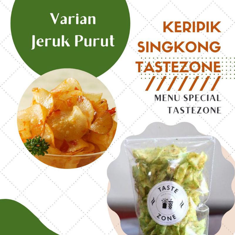 

keripik singkong/varian rasa jeruk purut, dinyamin renyah dan gurih bikin nagih