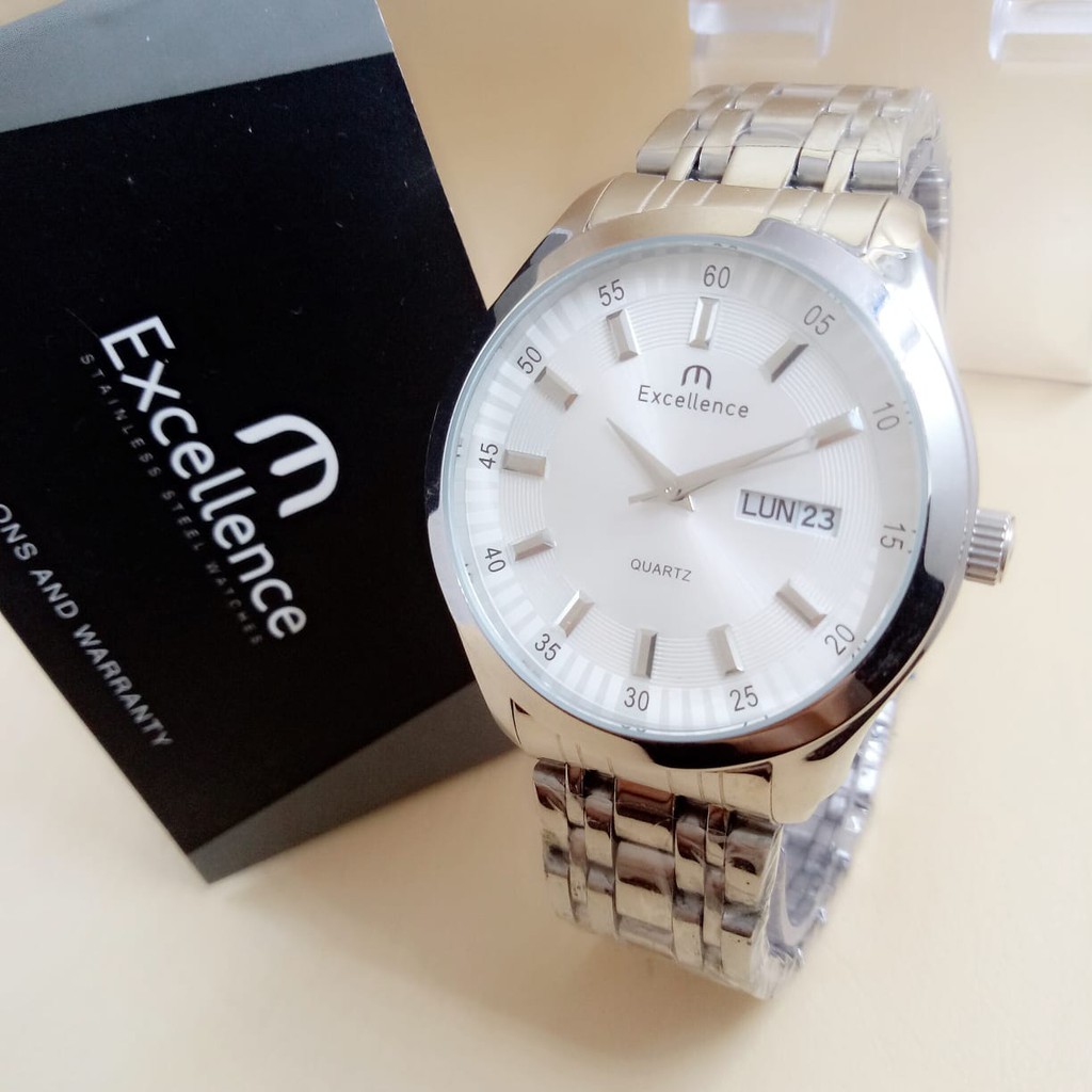 Excellence 8520 - Jam Tangan Pria Murah - Analog Quartz - Stainless - Anti Air - Original