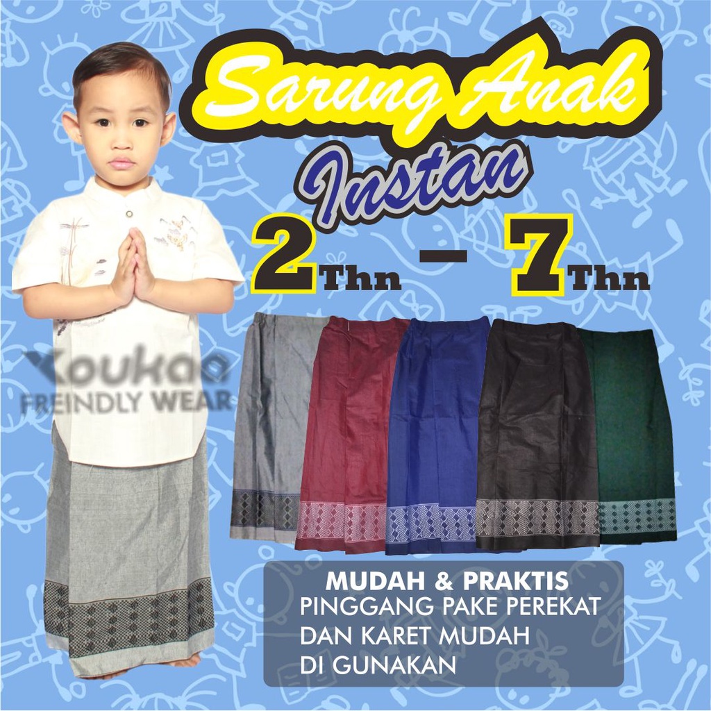 Sarung Instan Untuk Anak Laki-Laki  Usia 2th s/d 7th Motif Tenun Sisik Naga