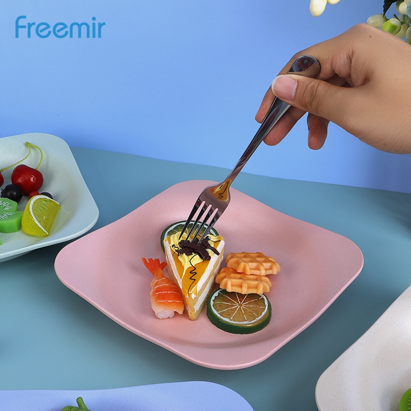 Freemir Set 4 Pcs Piring Bunga 20cm Piring Makan Wheat Straw Set 4 Pcs Warna-warni Jerami Gandum Mix Piring Besar-7