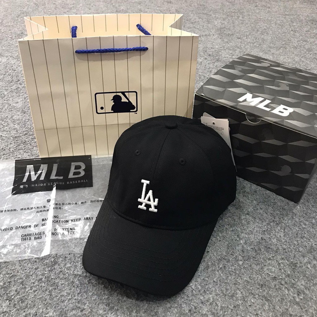 Topi MLB Original Import - LA Vintage Black Logo White