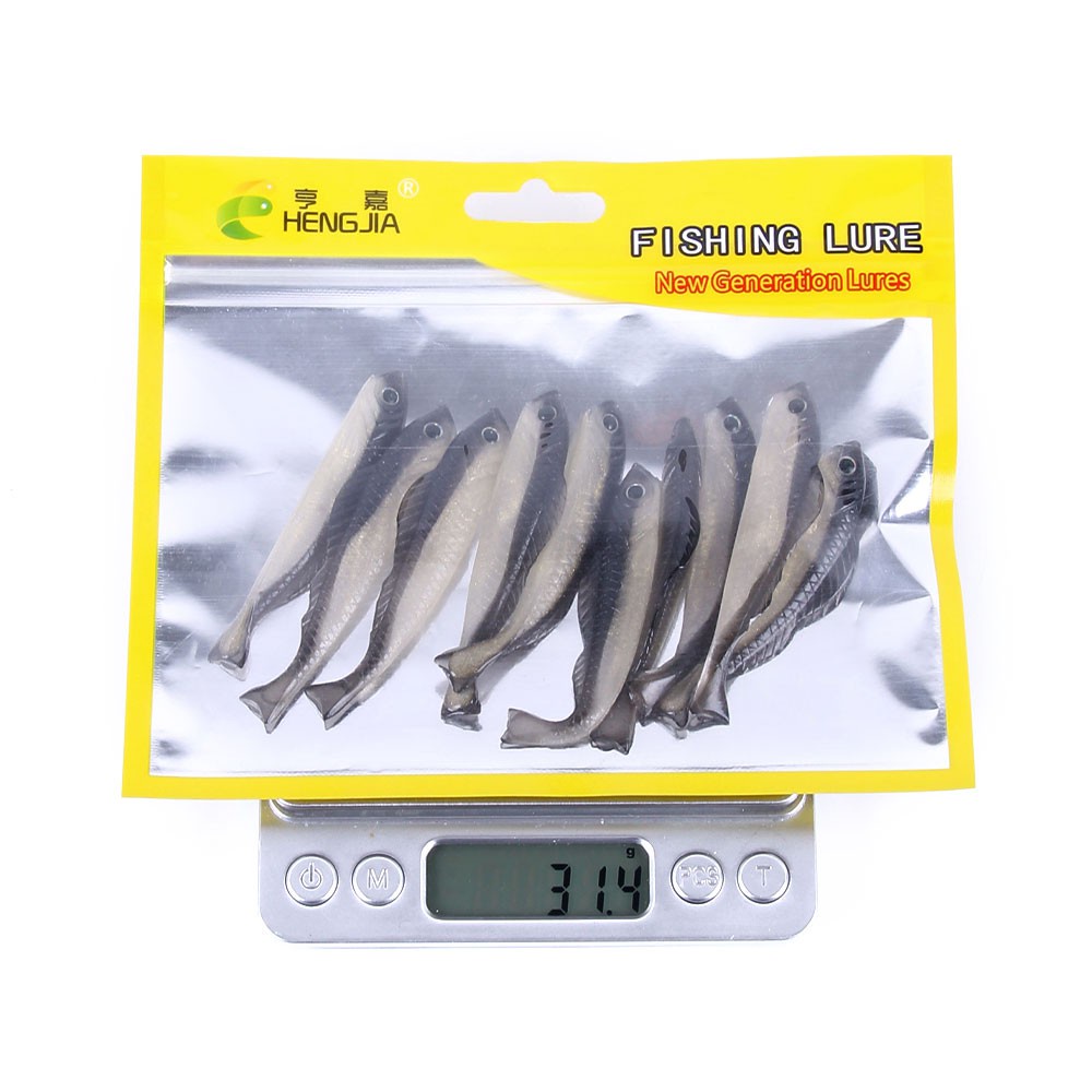 Hengjia 10pcs / Kantong Umpan Pancing Ikan Imitasi Mini Lembut Warna Ganda 6.8cm / 2.7g 10cm / 9g