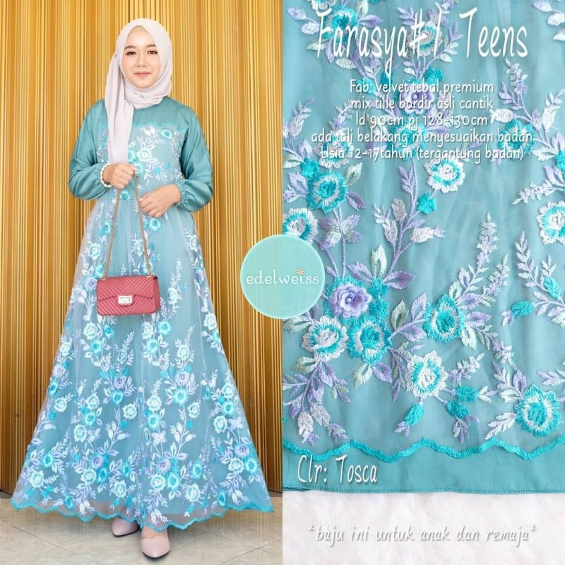 Farasya Dress Teen #1 Gamis Brukat Remaja LD 90 Gamis Bruklat Warna Greentea Classicgrey Rose Gold Brown Ice Blue Dusty Pink Gamis Kondangan Terbaru Gamis Remaja Gamis Anak Perempuan Gamis Lebaran Terbaru Outfit Kondangan Baju Pesta Mewah Dress Muslim