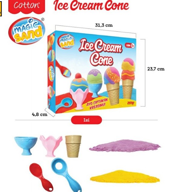 Fun Doh Cotton Magic Sand Ice Cream Cone Set Mainan Anak
