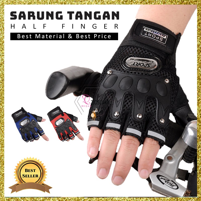 SARUNG TANGAN GLOVES HALF FINGER IMPORT ST SEPEDA MOTOR IMPORT FREE SIZE HEF