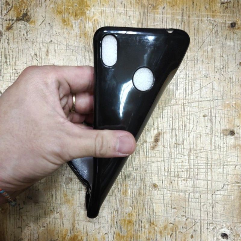 INFINIX HOT S3 X573 softcase silikon karet hitam dan GLASS KACA BENING mantap murah