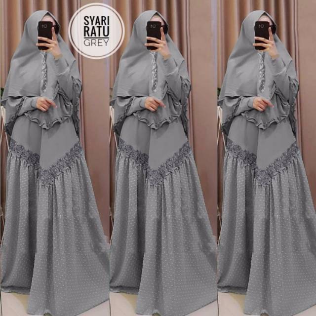 GAMIS SYARI LG Ratu GUU matt moscrep dan rubiah ceruti dan renda bunga import corak LD 110 pjg 140