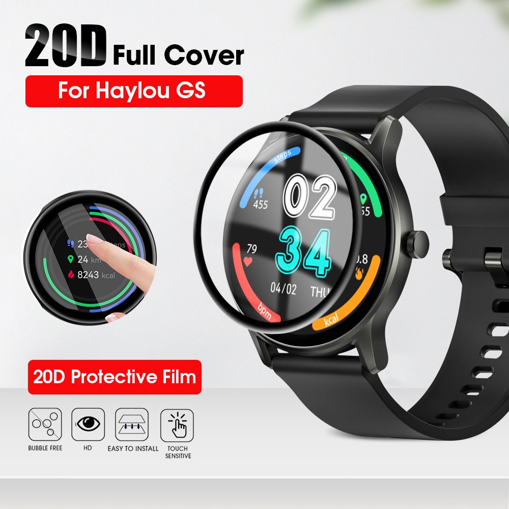 Full Coverage Lembut PMMA Pelindung Untuk Haylou GS Curved Edge HD Clear Anti Gores Watch Film Pelindung Smart Watch Accessories