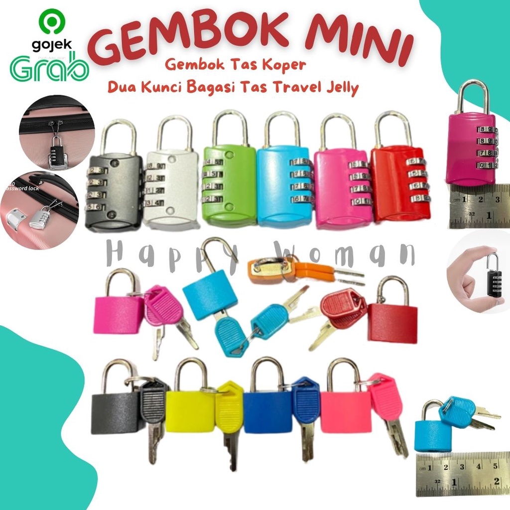 Kunci Gembok Mini Gembok Tas Kecil Kunci Tas Gembok Koper Mini Travel Baggage Luggage Lock Dua Kunci Bagasi Tas Travel Jelly