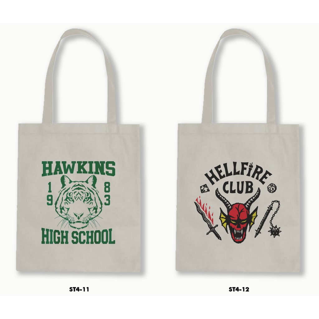 Tas Tote Bag Resleting Kanvas/Blacu  - Stranger Things 4 - 01