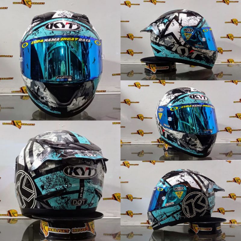 Helm KYT R10 AquaMarine /Aqua blue Paket Ganteng (Ongkir Termurah 2kg)-GANTENG AQUAblue/blu