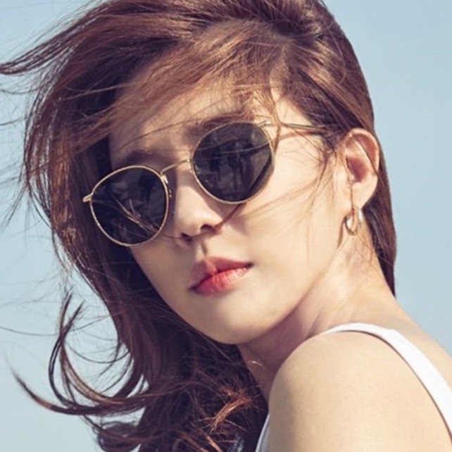 Kacamata Oval Retro gaya sama artis Korea Yoo In-na Fashion Metal Sunglasses unisex pria/wanita