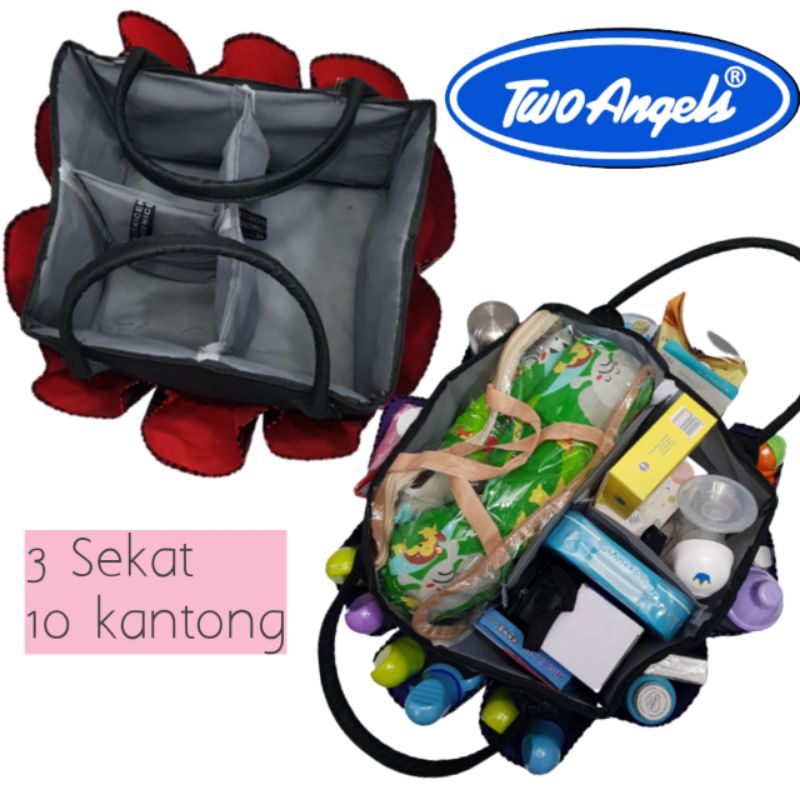 CZ01  Caddy Bag  Baby  / Organizer Tas  perlengkapan bayi   Diapers Bag TWO ANGELS  / LUXURY CADDY BAG BABY JUMBO SIZE , CADDY BAG BESAR TWO ANGELS / TAS PERLENGKAPAN BAYI BABY