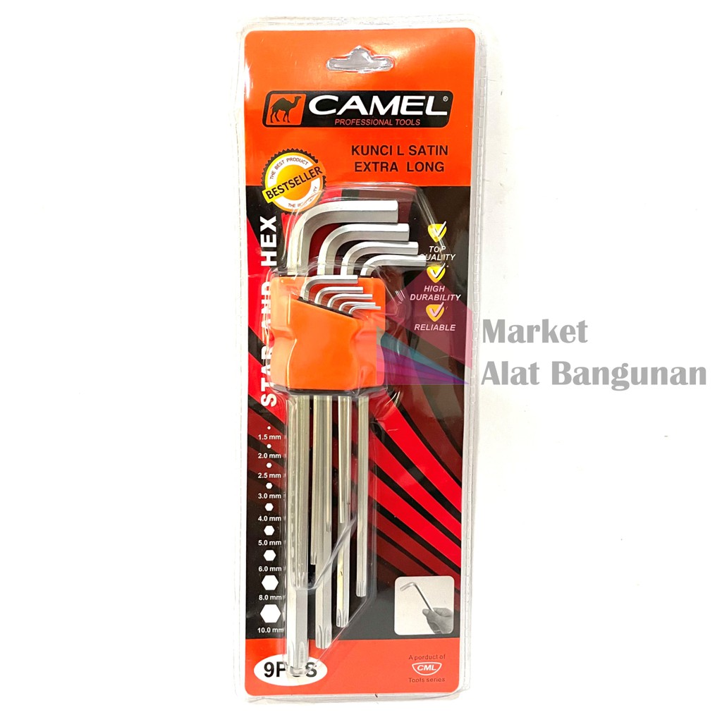 Grosir Kunci L Set Bintang Panjang Camel 9 Pcs 1,5 Mm - 9mm / Hex Key 3QWVmVjSXzAbpy