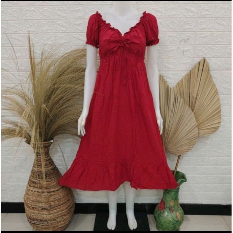 Daster Serut Dada Casandra Bali Kekinian Bahan Rayon Polos Wanita Remaja