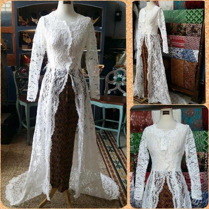 KEBAYA PUTIH PENGANTIN SEMATA KAKI EKOR TERAJANA / KEBAYA Pemberkatan / KEBAYA MODERN