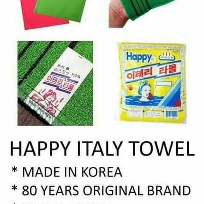 HAPPY Korean Exfoliating Towel Handuk Lulur Korea ITALY Scrub Daki