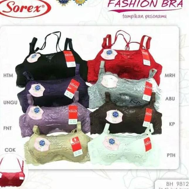 ✶ Bra Kemben Renda Brukat Tali Leher Kawat 34-40 Sorex 9812 - Abu-abu, 38 ♣
