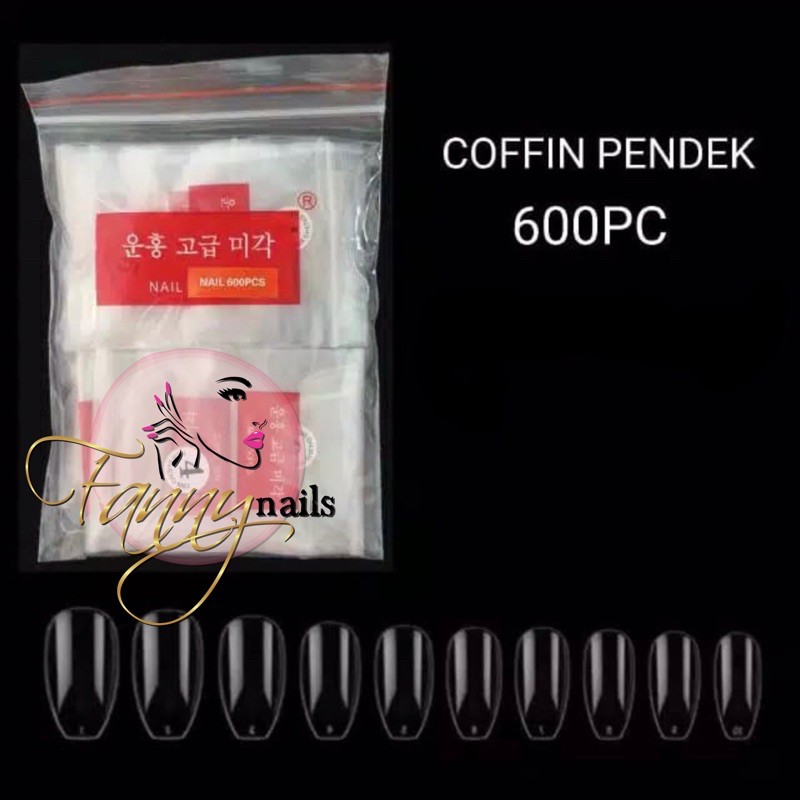 500PCS &amp; 600PCS SHORT COFFIN FAKE NAILS 02 / KUKU PALSU SHORT COFFIN PENDEK KUPAL DEKORASI KUKU