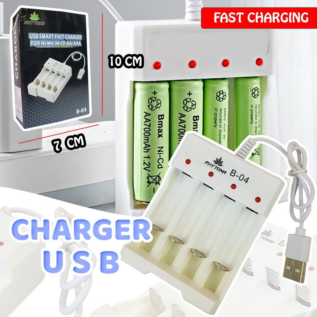 Charger Baterai USB/ Charger  4 Baterai USB / Cas Baterai 4 SLOT 04C