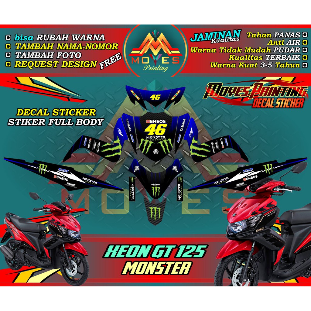 SIAP KIRIM  decal xeon gt 125 stiker decal motor xeon gt 125 decal xeon gt 125 full body decal motor