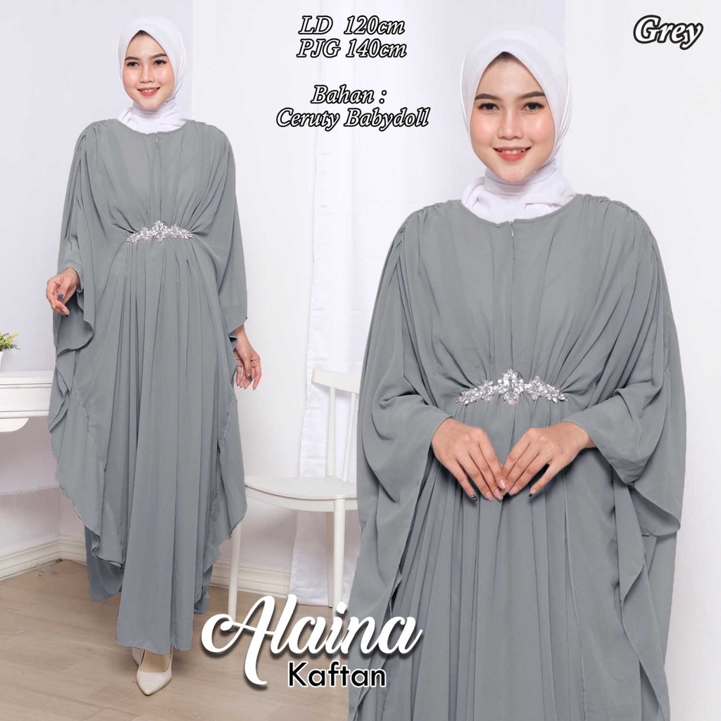 (Arnis) Alaina Kaftan Busui Jumbo Aksesoris Swarovski Rangkai Fashion Muslim