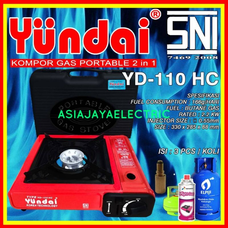 KOMPOR PORTABLE CAMPING 2IN1 GAS LPG YUNDAI