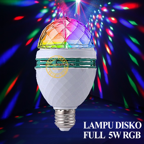 MURAH ASLI FULL RGB 5W 5 LED LAMPU DISCO LED FITTING E27 TUMBLR MINI OTOMATIS DISCO WARNA WARNI