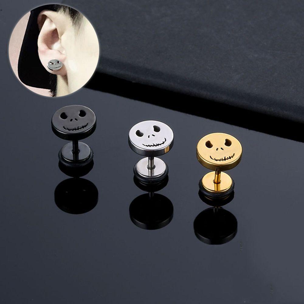 Mxbeauty Anting Bentuk Tengkorak Bahan Stainless Steel Gaya Korea Untuk Pria