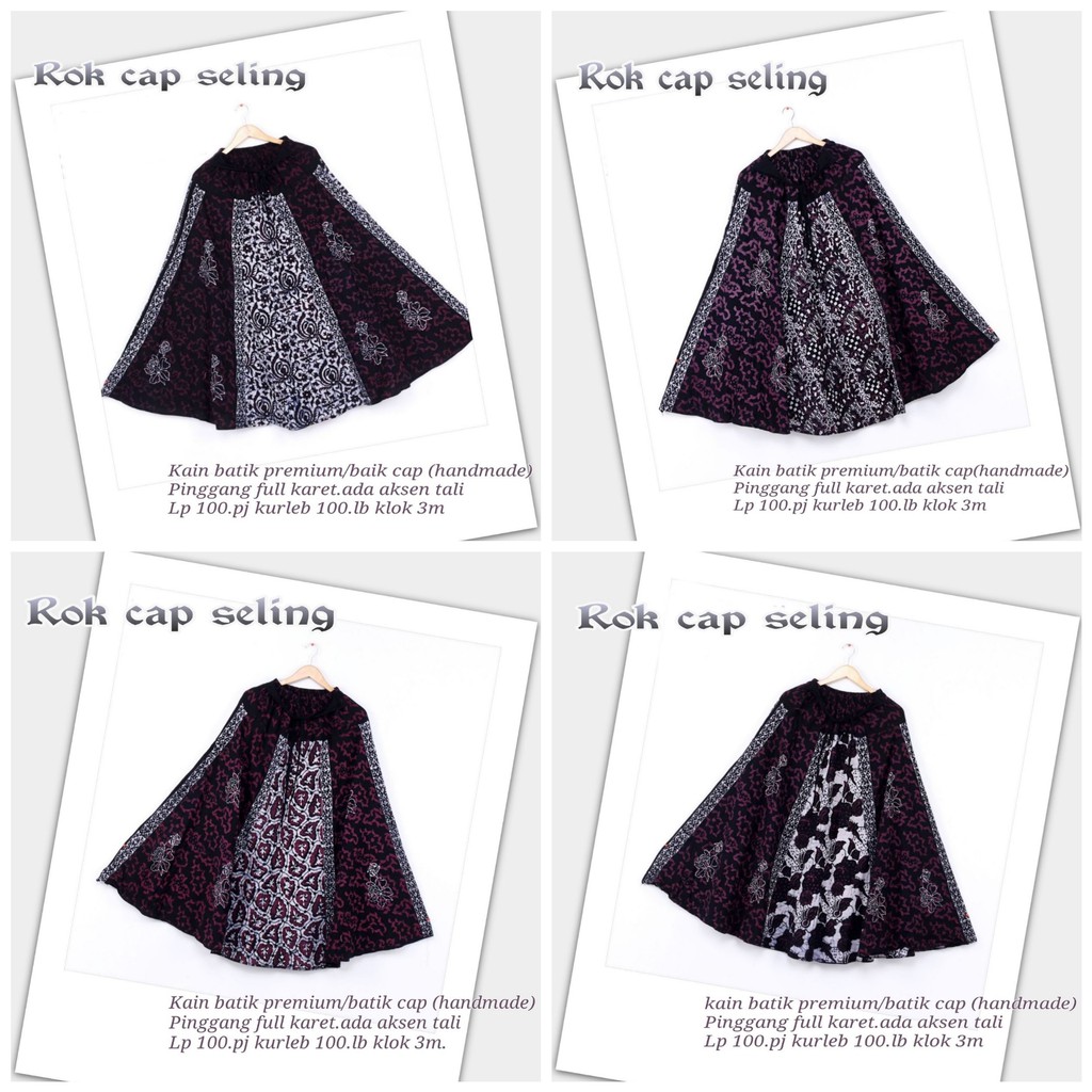 Rok Batik Cap Wayang Seling Motif Wanita Muslim Modern Hitam Exclusive Premium