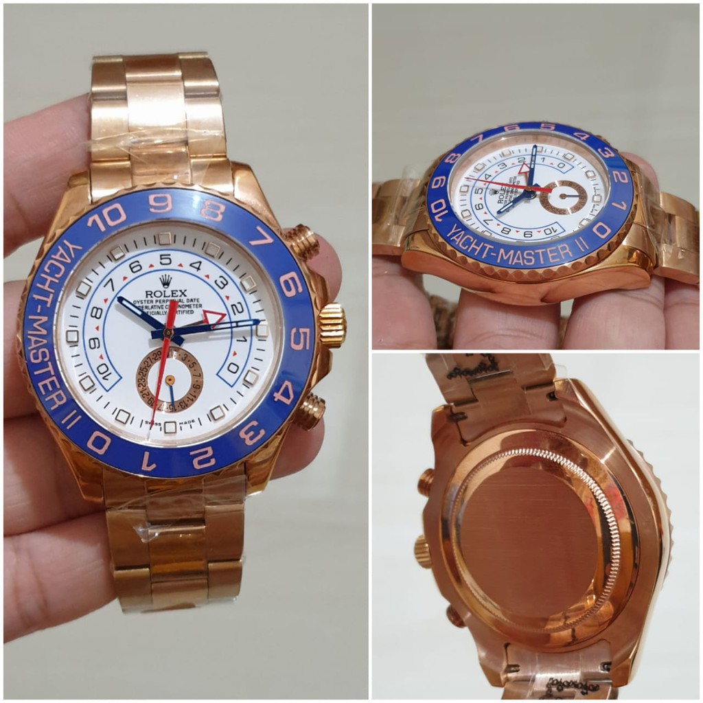COD Promo Jam Tangan Rolex Yacht Master II Gold Garansi 1th Kaca Saphire - Automatic - Jam Import