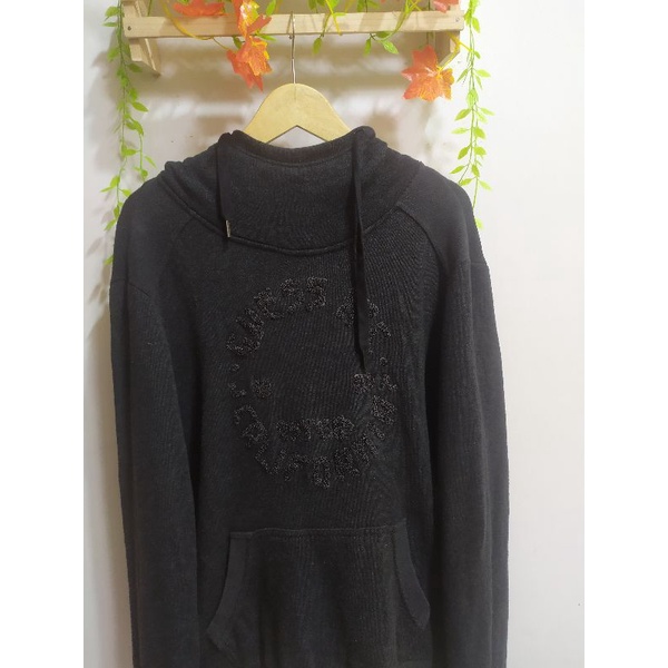 Hoodie second brand, guess original,hoodie hitam, guess second original